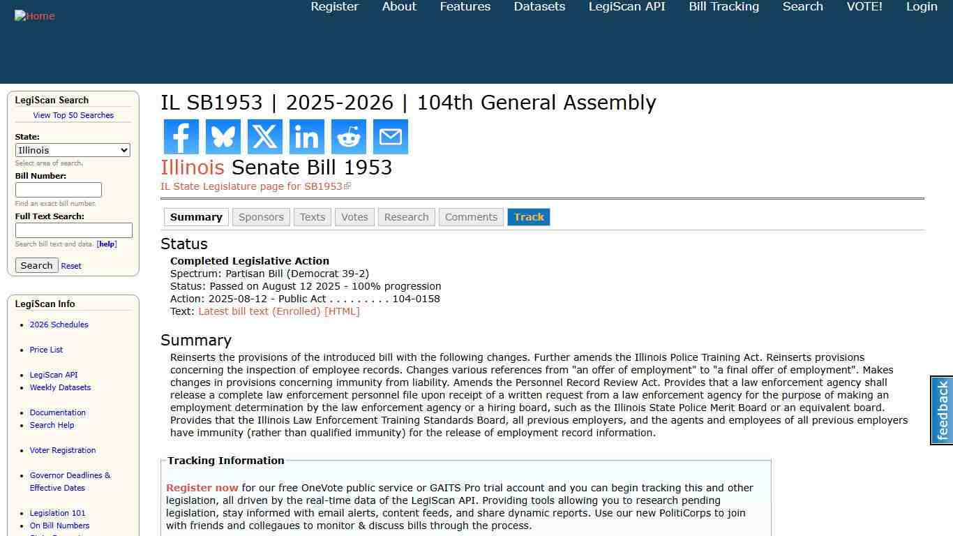 IL SB1953 2025-2026 104th General Assembly LegiScan