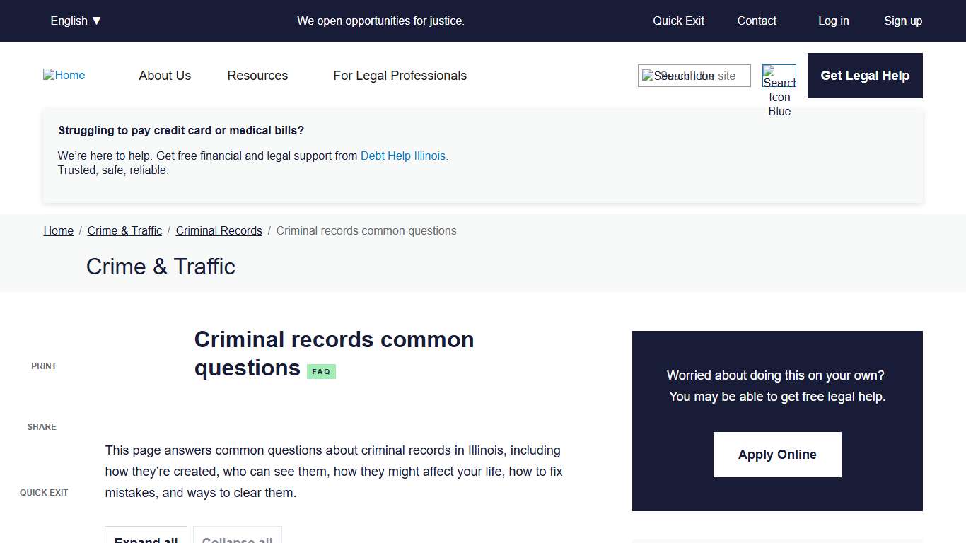 Criminal records common questions Illinois Legal Aid Online
